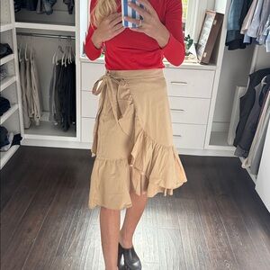 Loft Tan Ruffle Skirt 2